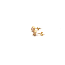 Load image into Gallery viewer, 18K Gold Earrings Flower Very Light Pink Rose Quartz - Rafant
