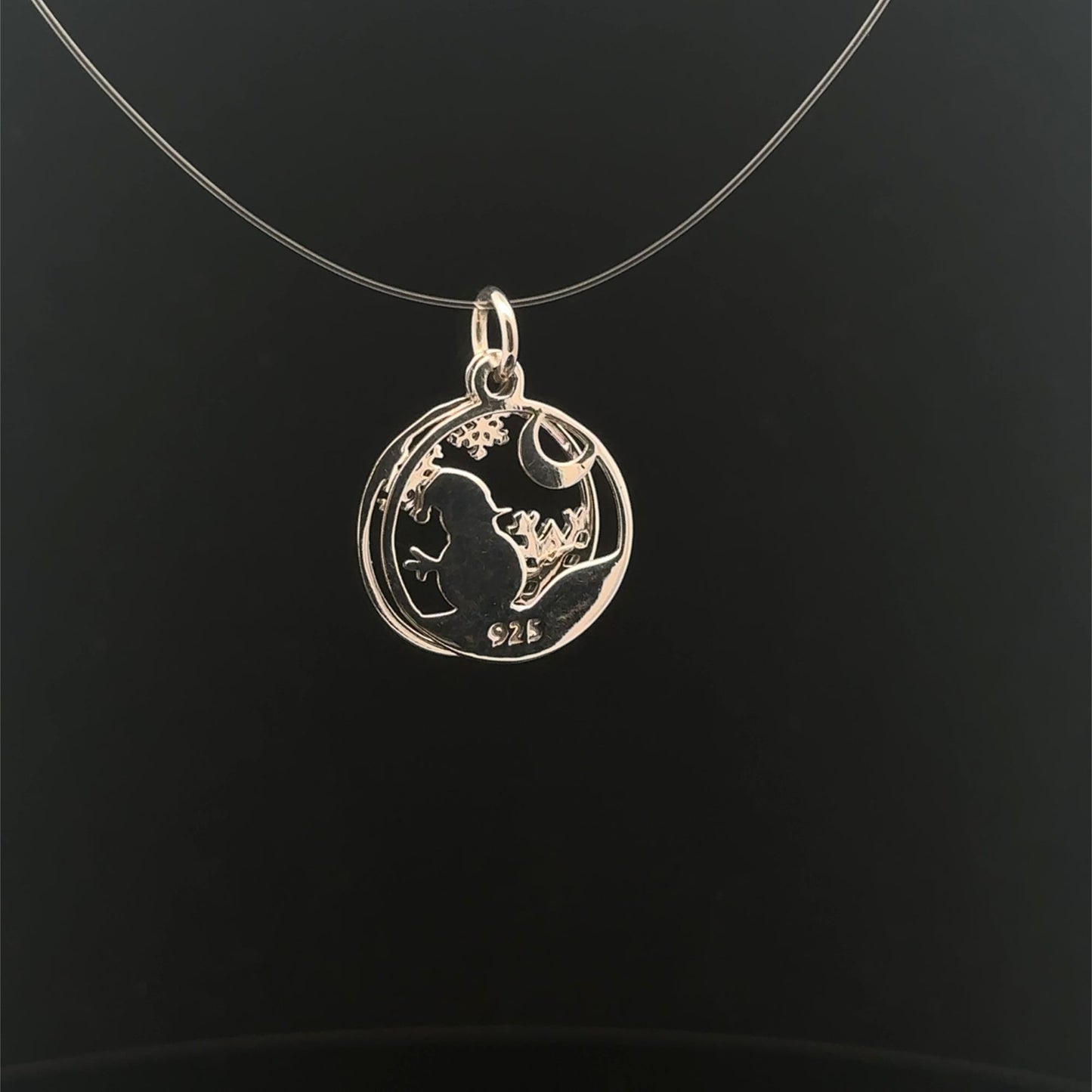 925 Sterling Silver Pendant Snowman Snowflakes Holiday Christmas Charm - Rafant