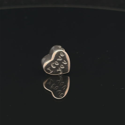 925 Sterling Silver Charm Bead Heart I Love You - Rafant
