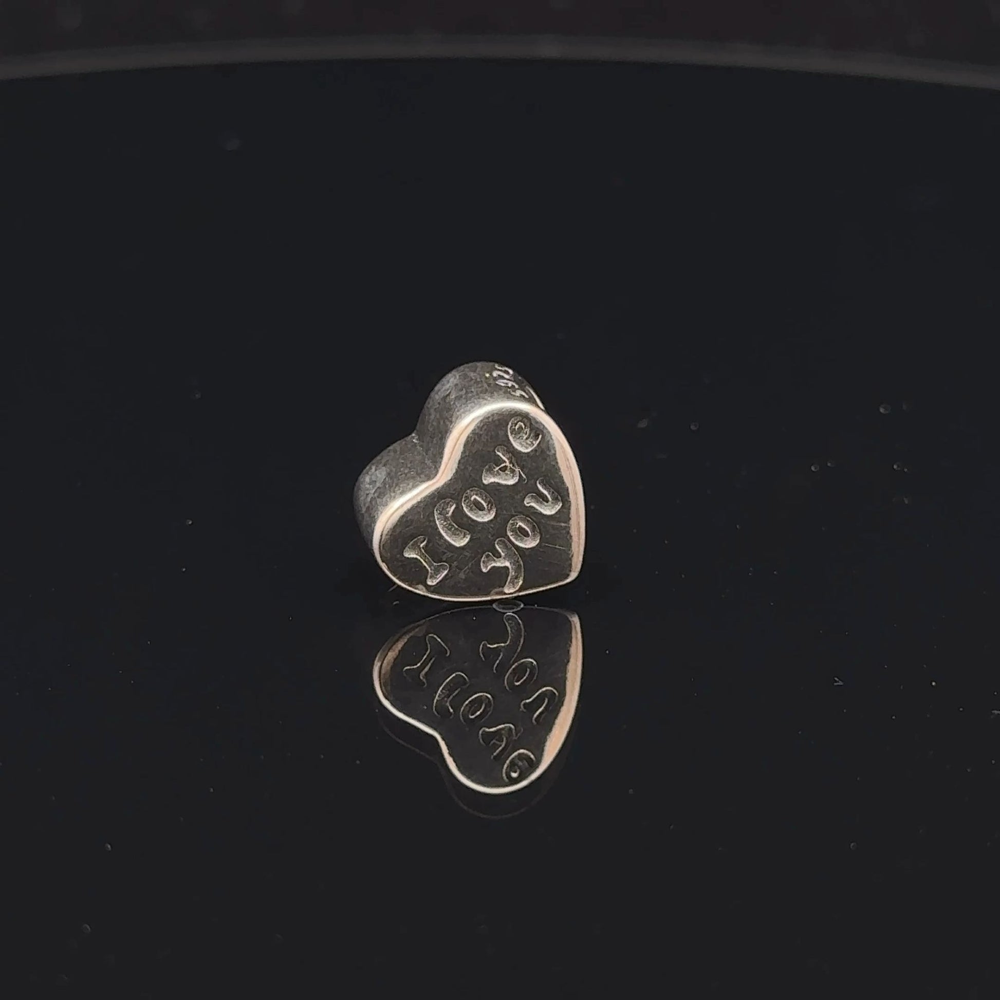 925 Sterling Silver Charm Bead Heart I Love You - Rafant