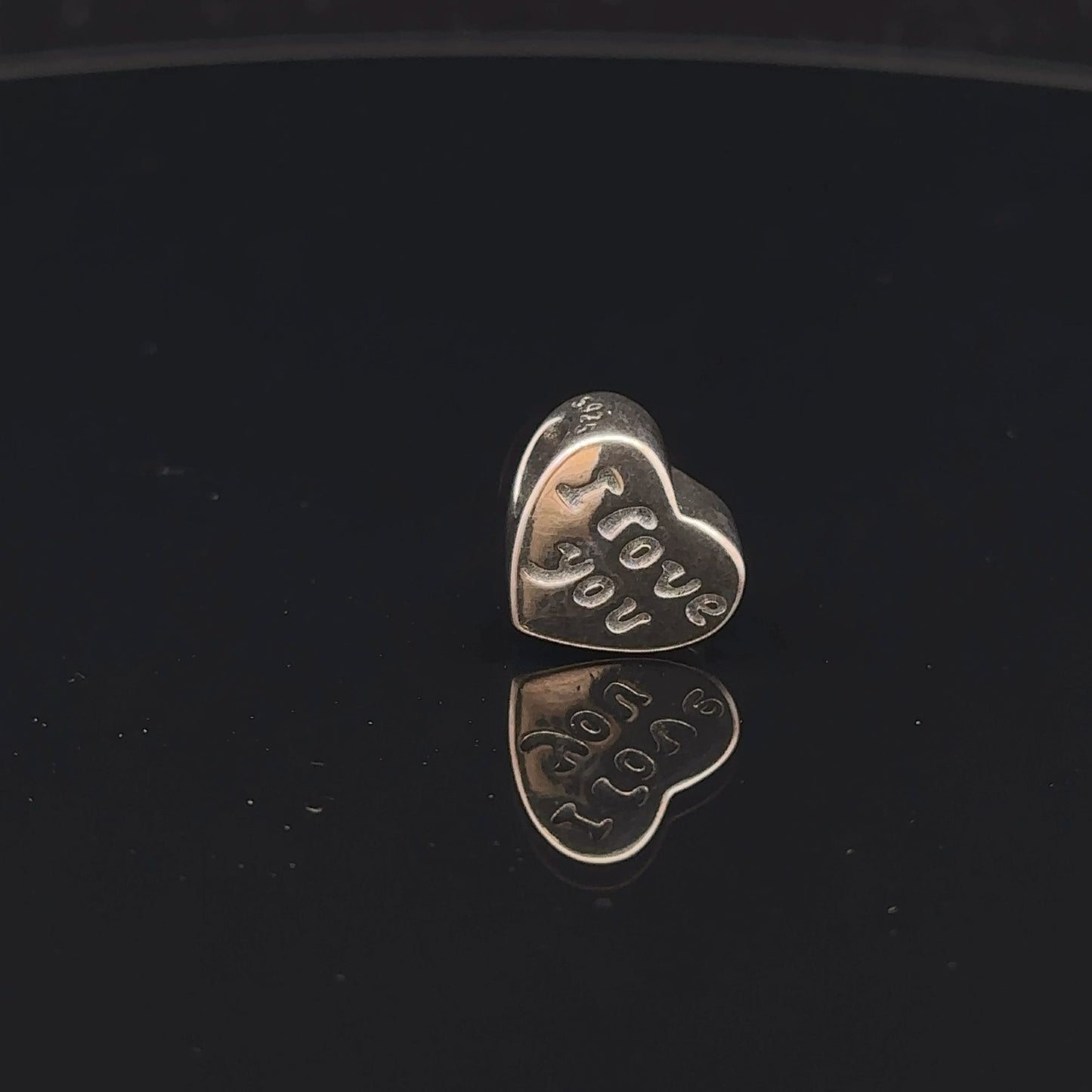 925 Sterling Silver Charm Bead Heart I Love You - Rafant