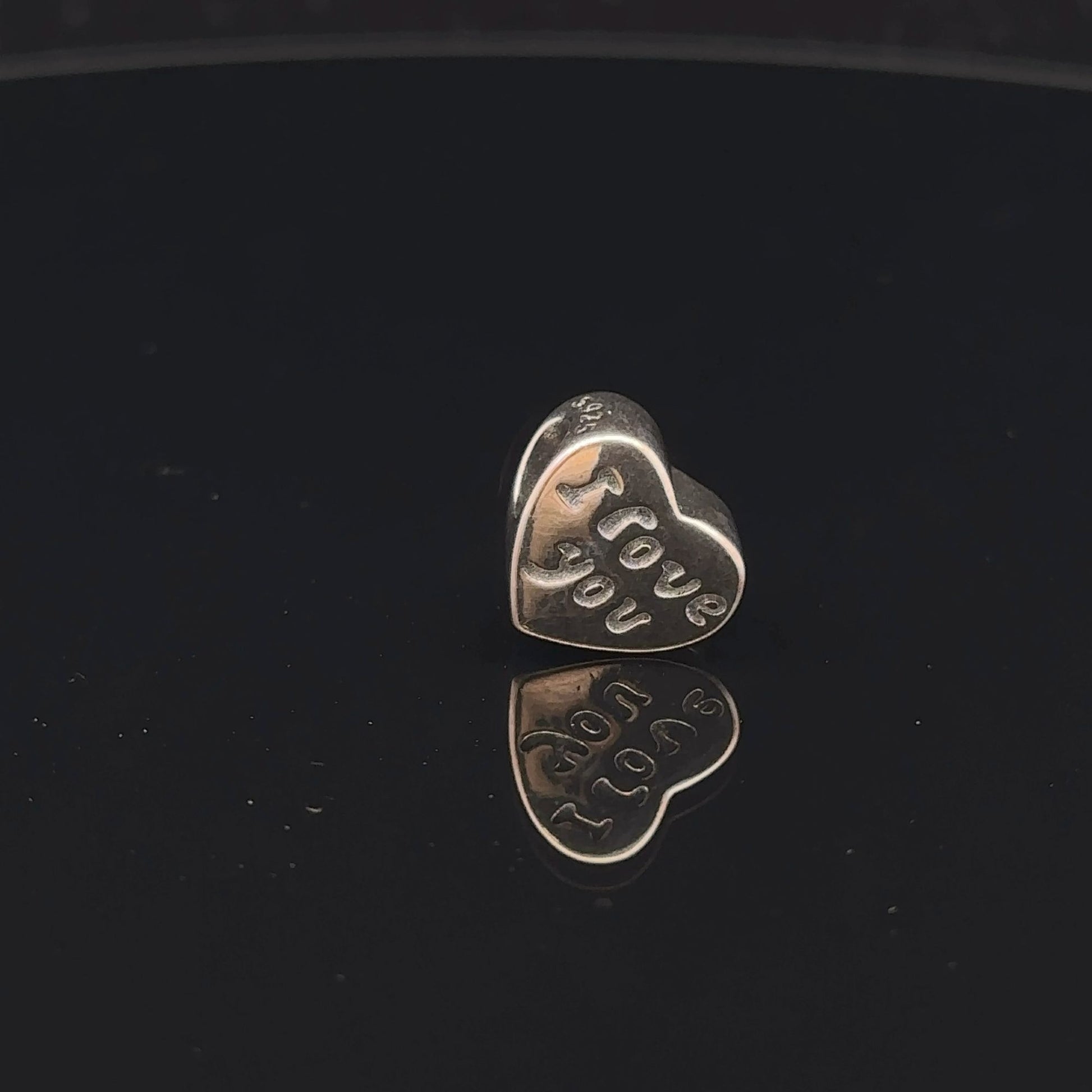 925 Sterling Silver Charm Bead Heart I Love You - Rafant