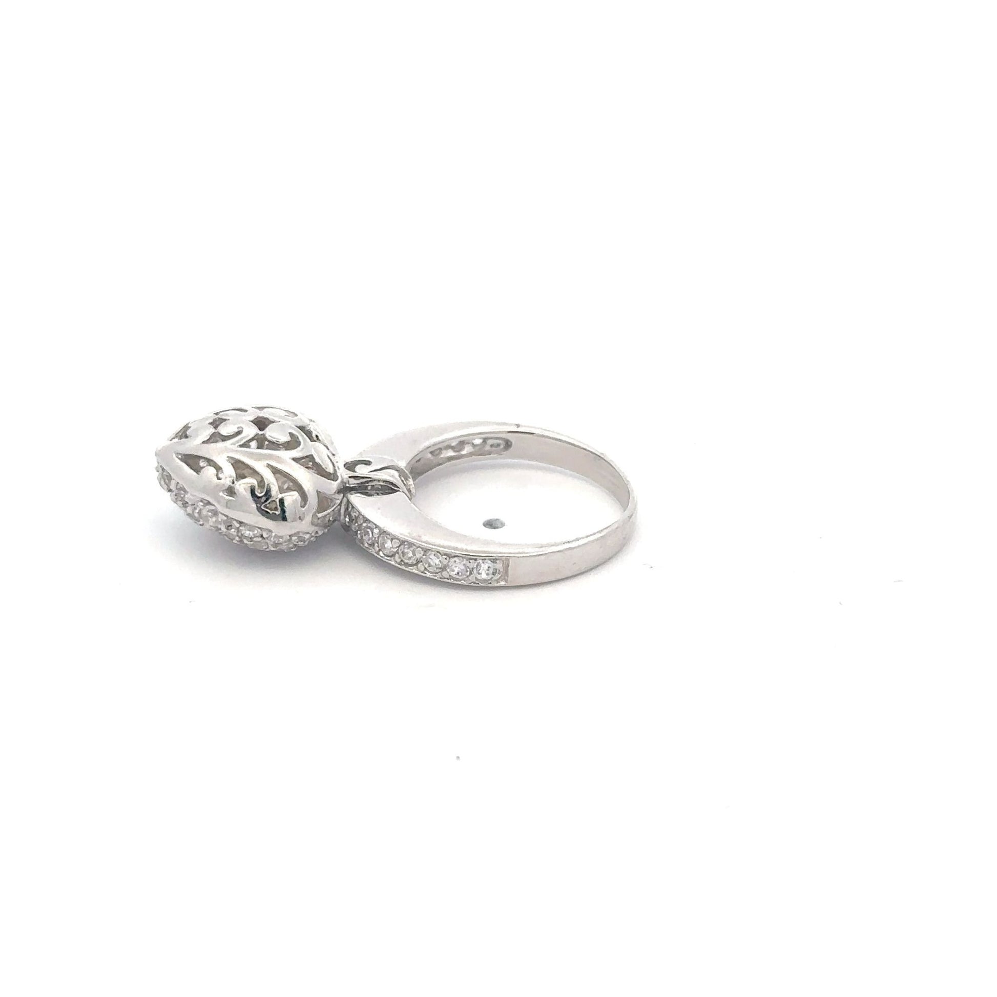 925 Sterling Silver Ring  Heart Cubic Zirconia Size 5 - Rafant