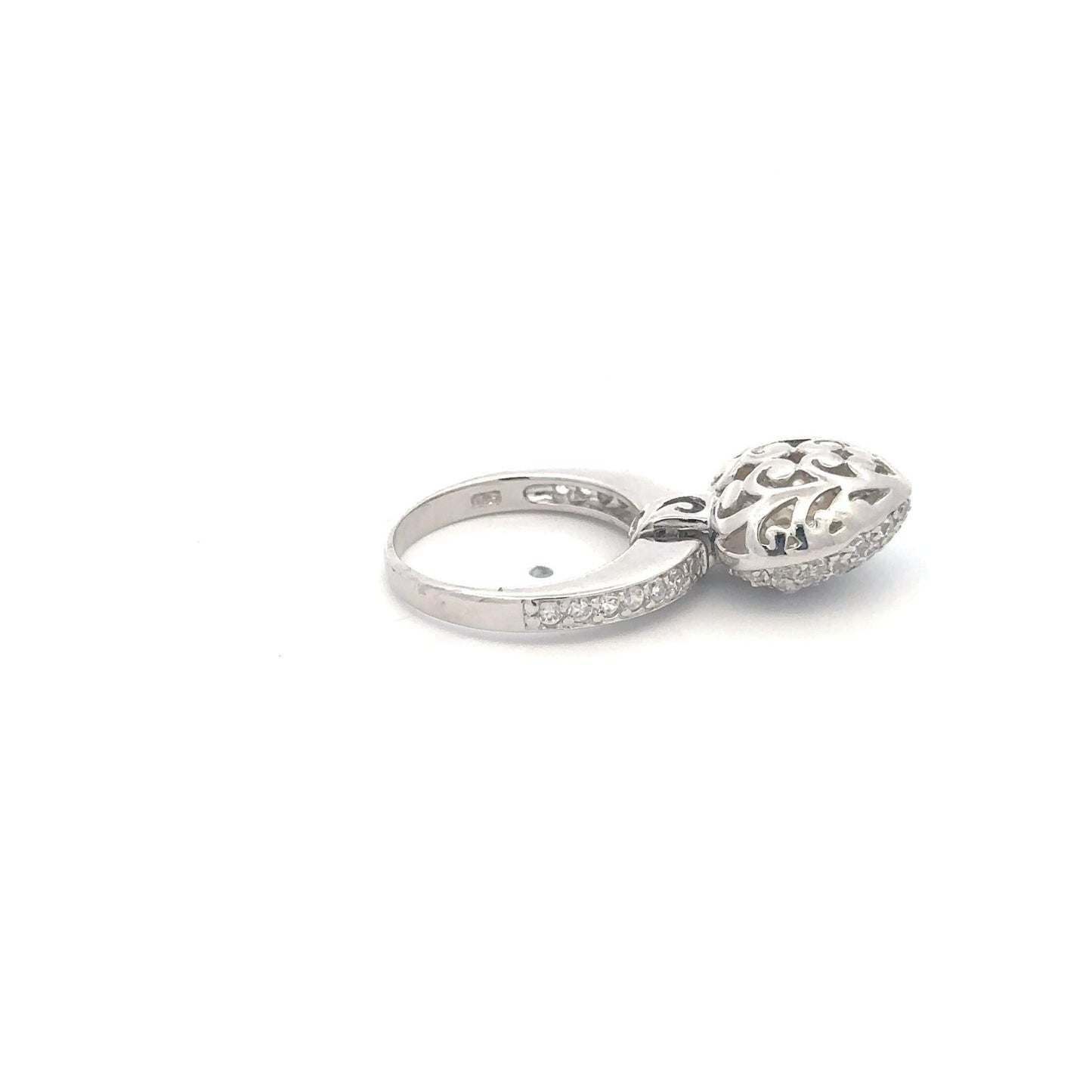 925 Sterling Silver Ring  Heart Cubic Zirconia Size 5 - Rafant