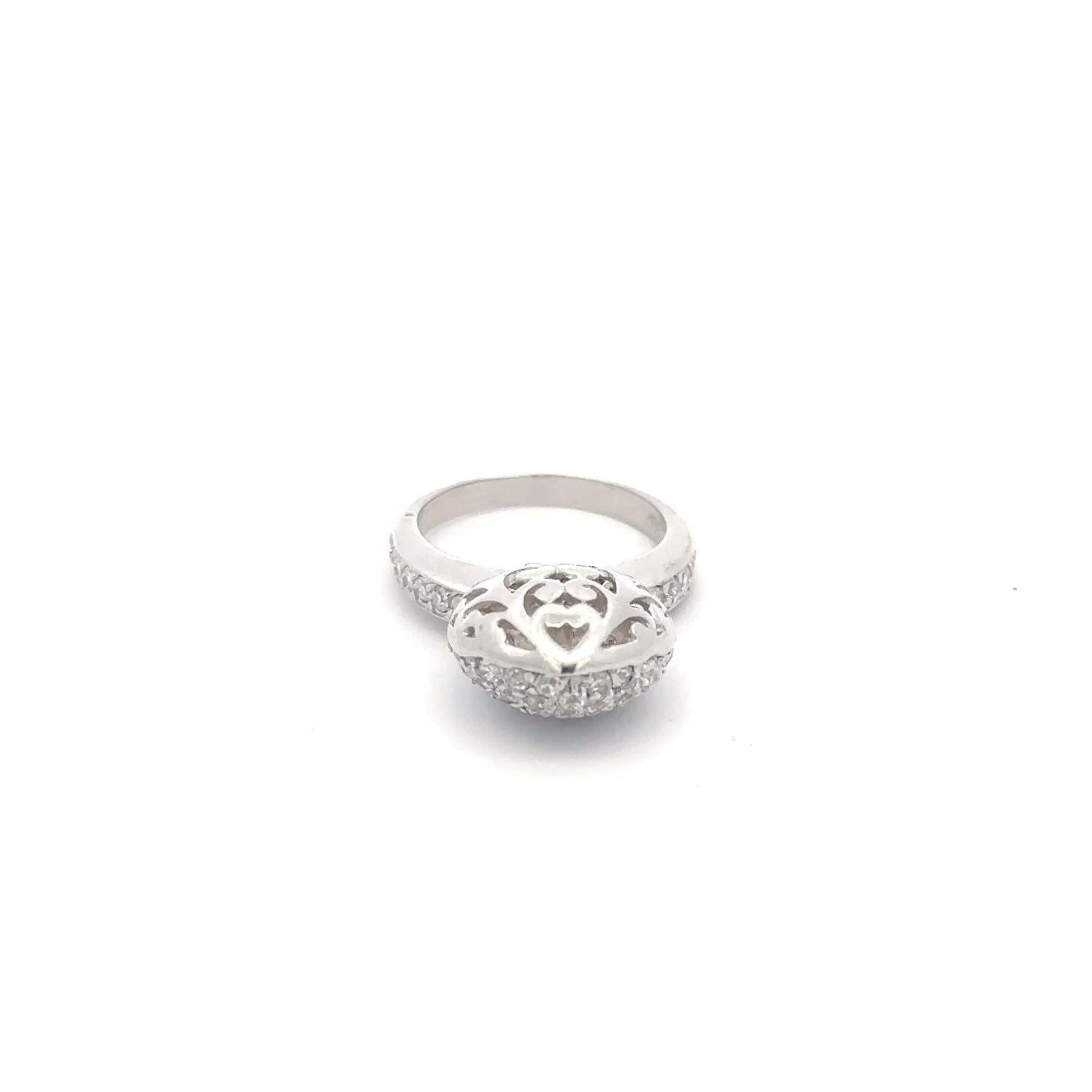925 Sterling Silver Ring  Heart Cubic Zirconia Size 5 - Rafant