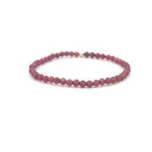 Load image into Gallery viewer, Garnet Micro Faceted Gemstone Beaded Stretch Bracelet 14K Gold Accent Bead Handmade - Rafant
