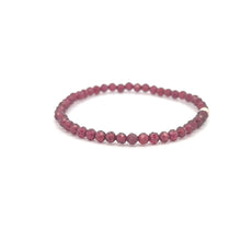 Load image into Gallery viewer, Garnet Micro Faceted Gemstone Beaded Stretch Bracelet 14K Gold Accent Bead Handmade - Rafant
