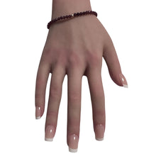 Load image into Gallery viewer, Garnet Micro Faceted Gemstone Beaded Stretch Bracelet 14K Gold Accent Bead Handmade - Rafant
