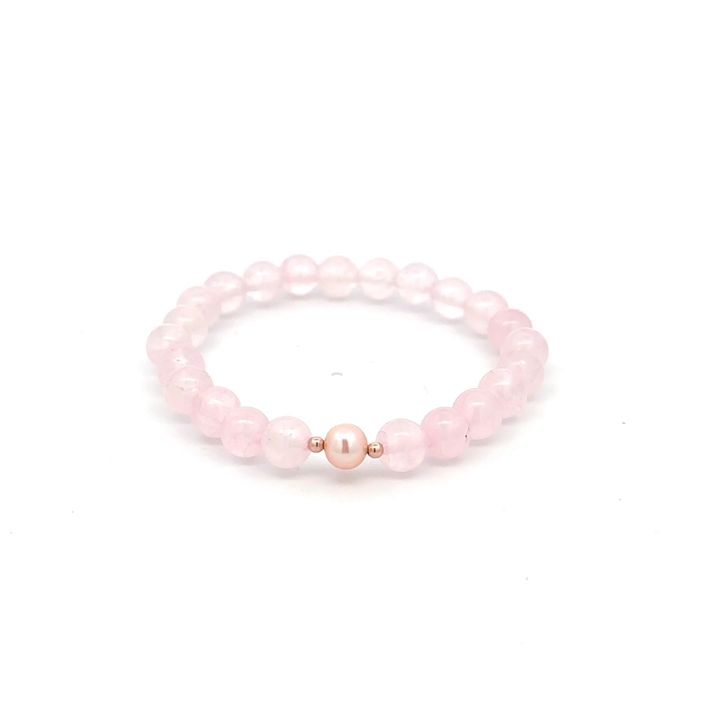 14K Solid Gold Tiny Beads Freshwater Pearl Stretch Gemstone Birthstone Bracelet - Rafant