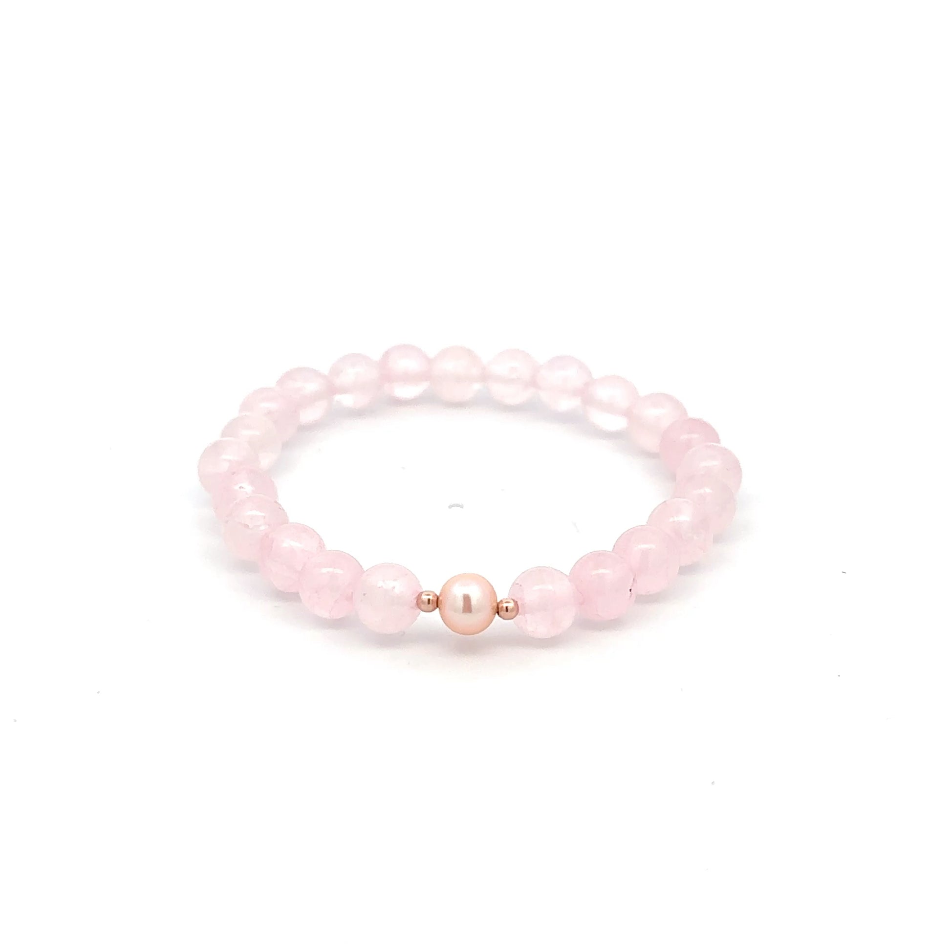 14K Solid Gold Tiny Beads Freshwater Pearl Stretch Gemstone Birthstone Bracelet - Rafant