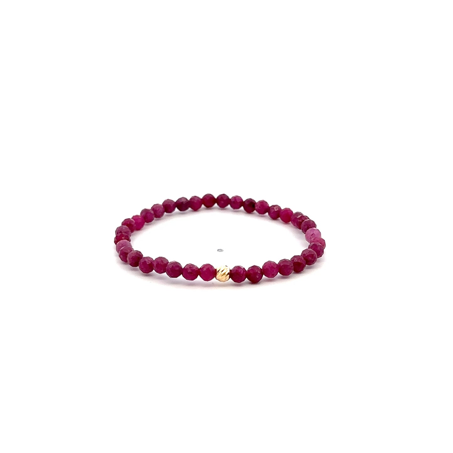 Natural Ruby Gemstone Mini 3mm 18K Gold Charm Bead July Birthstone - Rafant