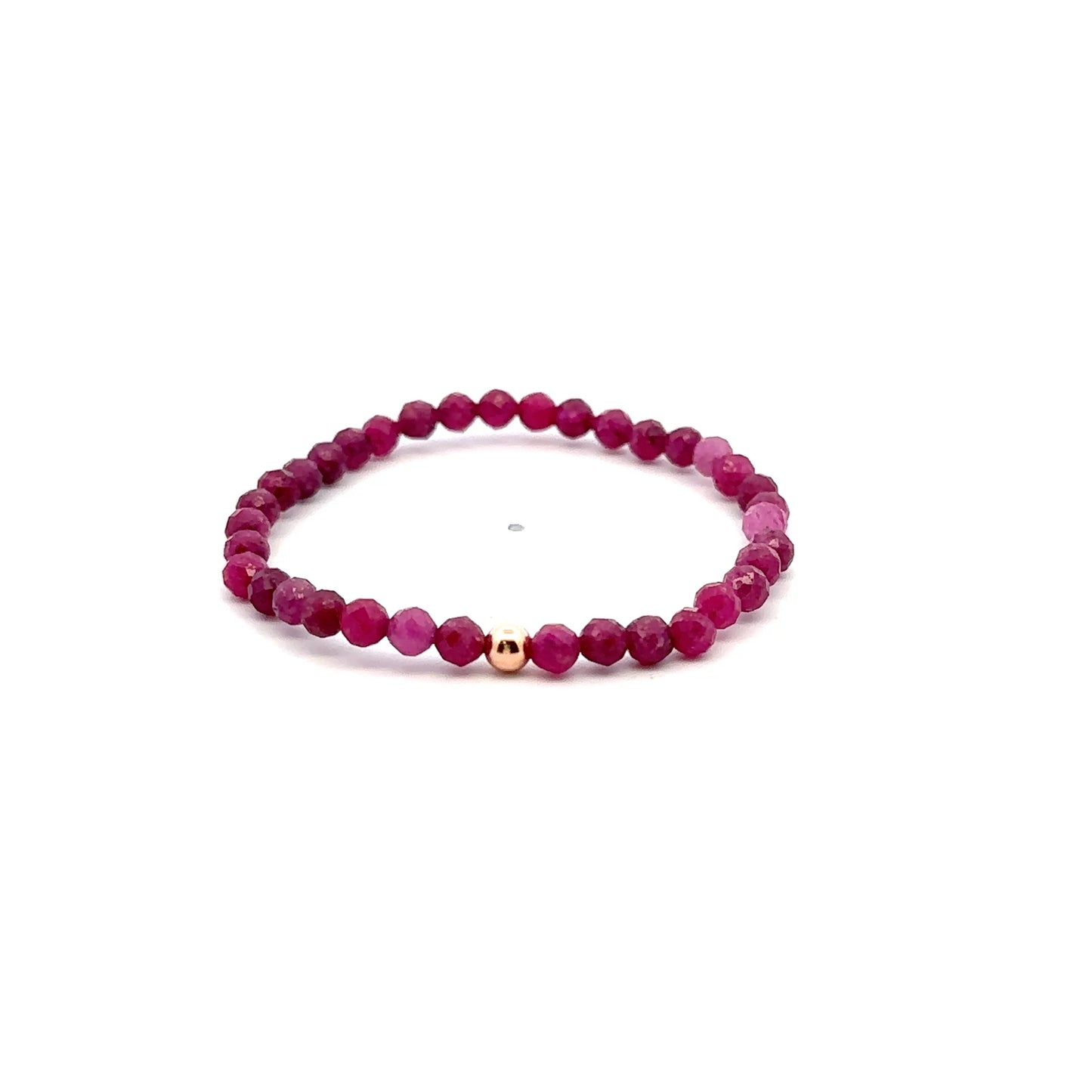Natural Ruby Gemstone Mini 3mm 18K Gold Charm Bead July Birthstone - Rafant