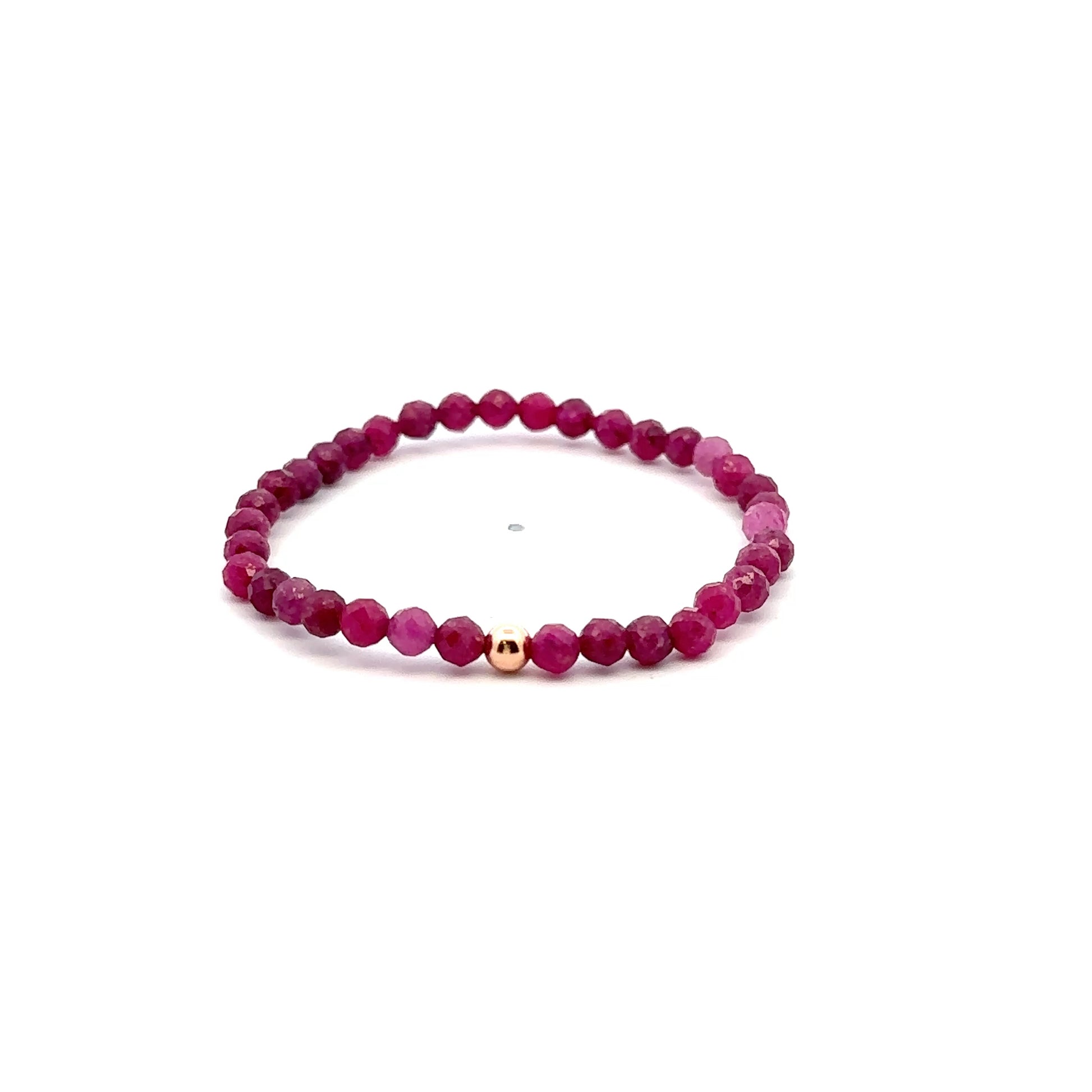 Natural Ruby Gemstone Mini 3mm 18K Gold Charm Bead July Birthstone - Rafant