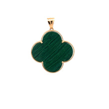 Load image into Gallery viewer, 18K Gold Pendant Clover Malachite Large
