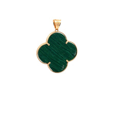 Load image into Gallery viewer, 18K Gold Pendant Clover Malachite Large
