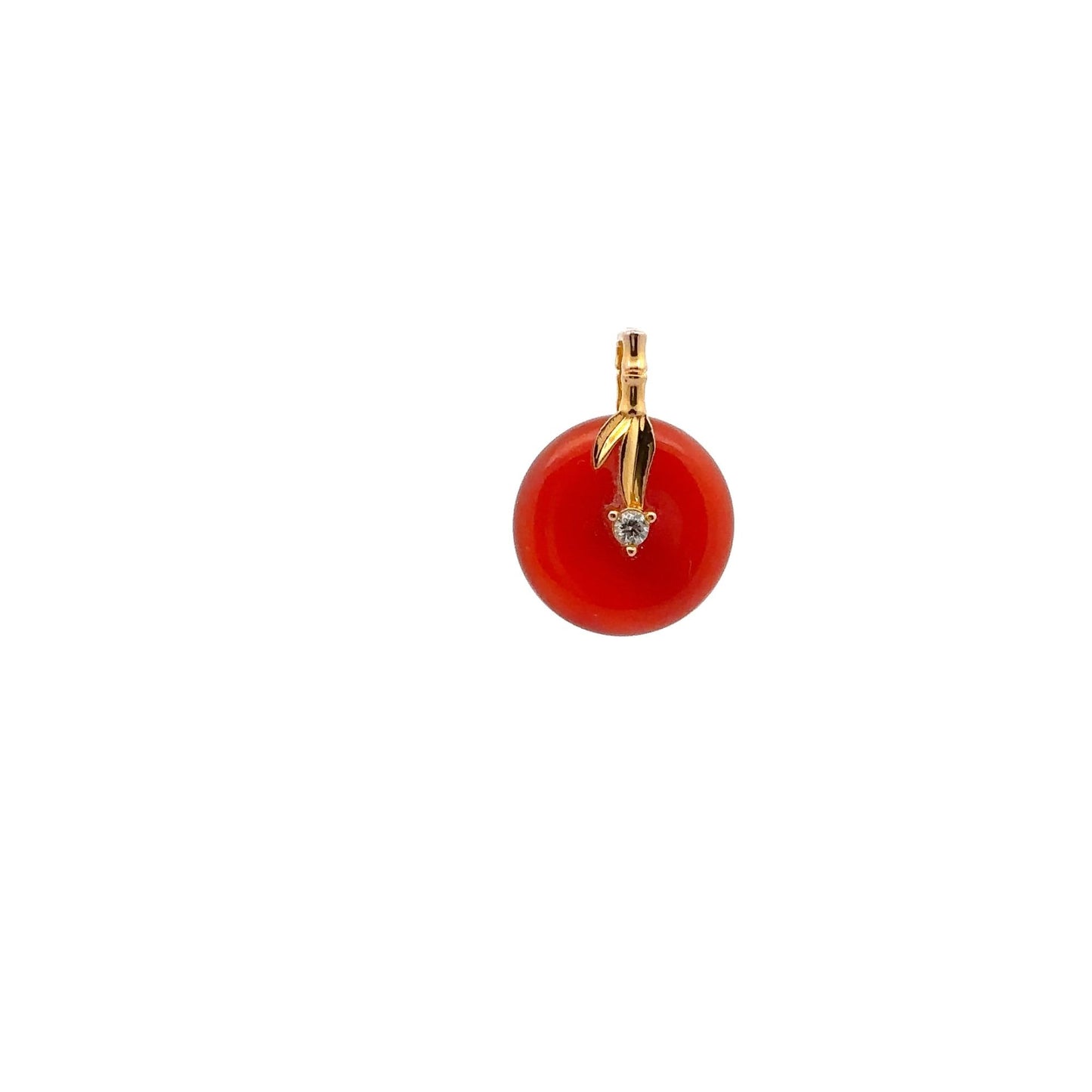 18K Gold Pendant Red Agate Cubic Zirconia - Rafant