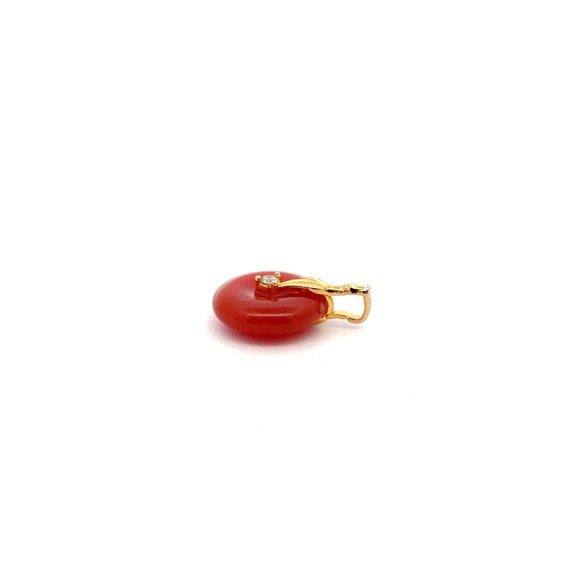 18K Gold Pendant Red Agate Cubic Zirconia - Rafant
