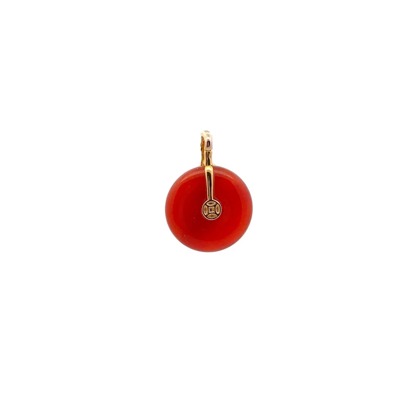 18K Gold Pendant Red Agate Cubic Zirconia - Rafant