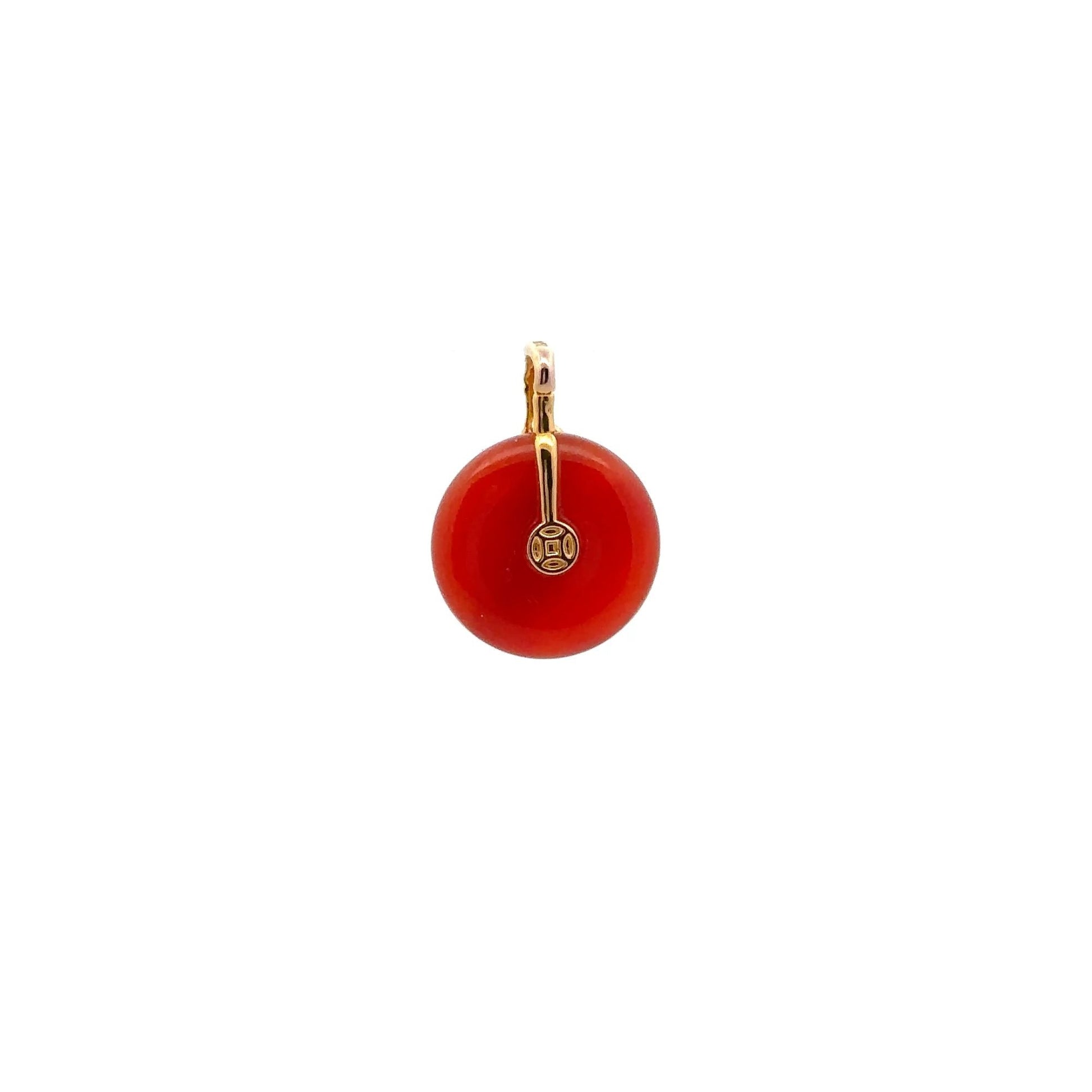 18K Gold Pendant Red Agate Cubic Zirconia - Rafant