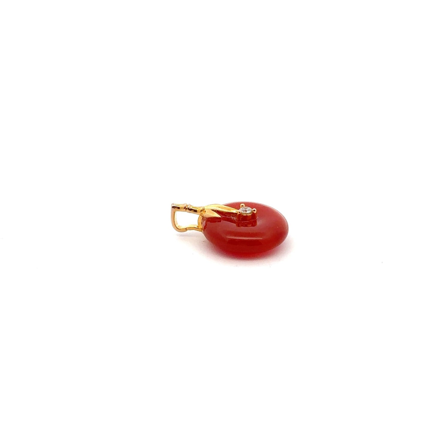 18K Gold Pendant Red Agate Cubic Zirconia - Rafant