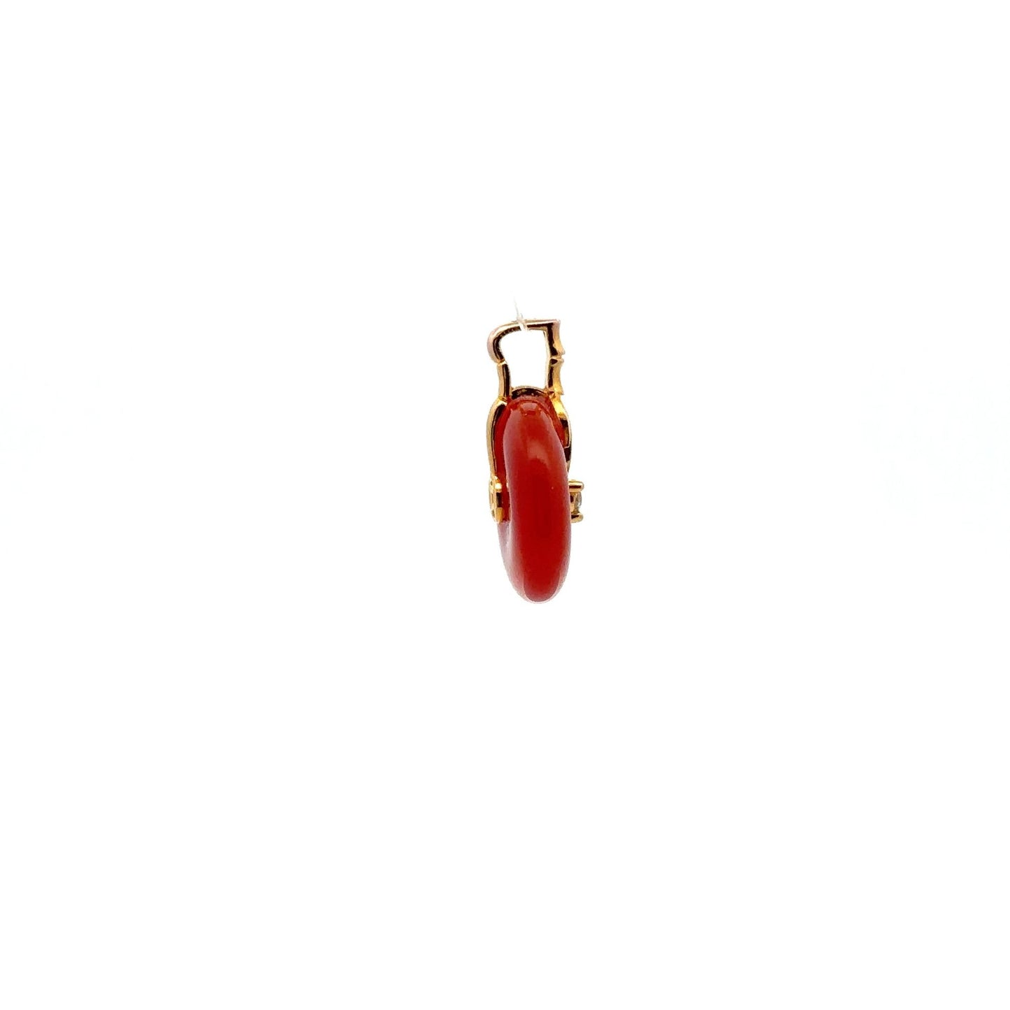 18K Gold Pendant Red Agate Cubic Zirconia - Rafant