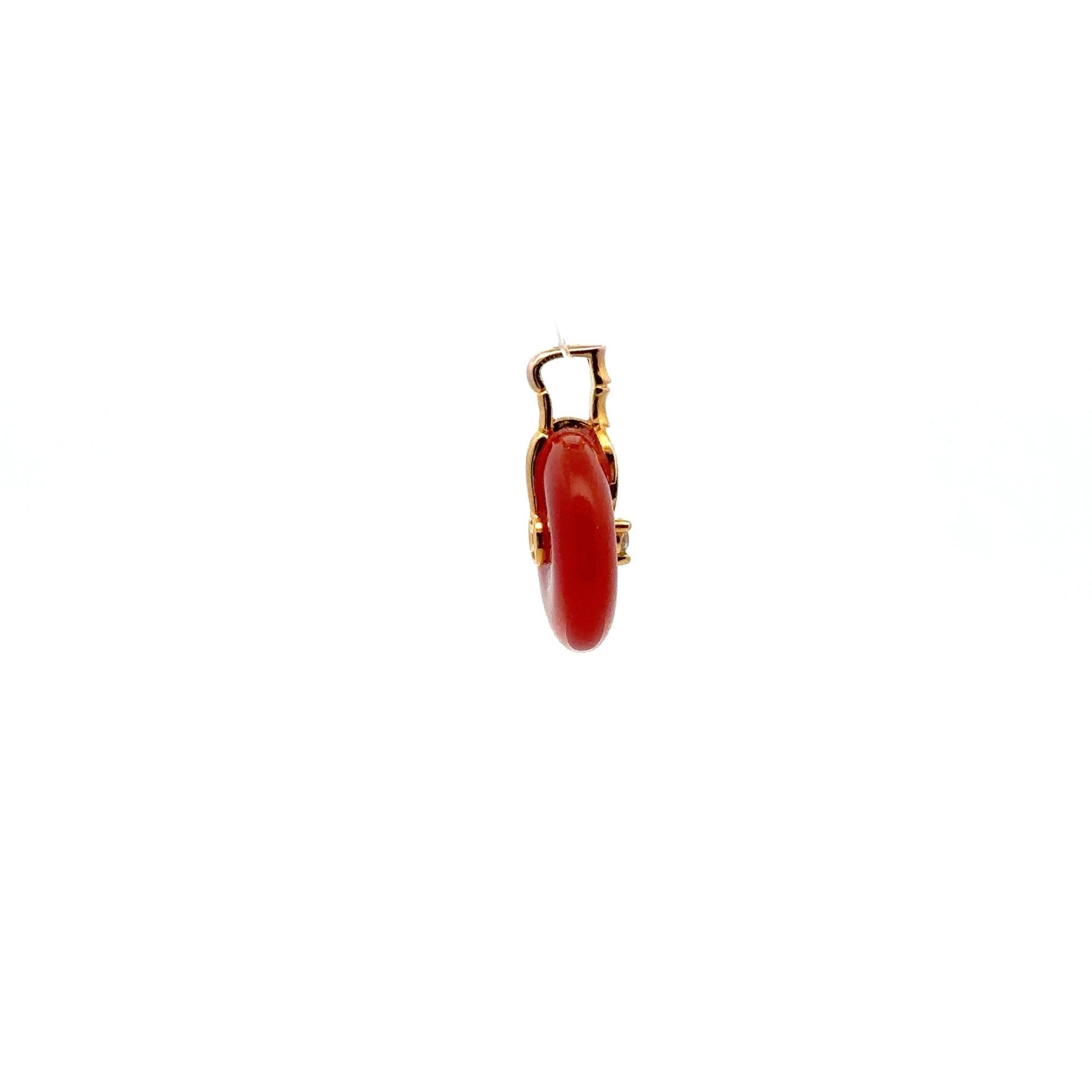 18K Gold Pendant Red Agate Cubic Zirconia - Rafant