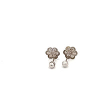 Load image into Gallery viewer, 925 Sterling Silver Stud Flower White Enamel Earrings Small Screw Back
