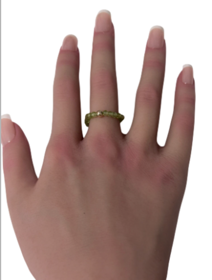14K Gold Gemstones Stretch Ring Handmade Elastic Band - Rafant