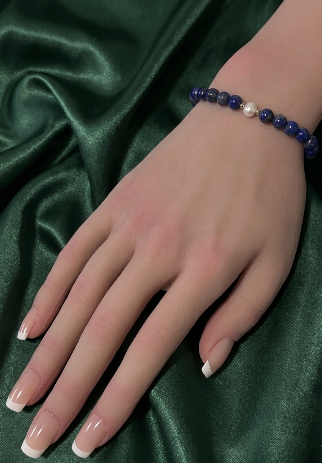14K Solid Gold Tiny Beads Freshwater Pearl Stretch Gemstone Birthstone Bracelet - Rafant