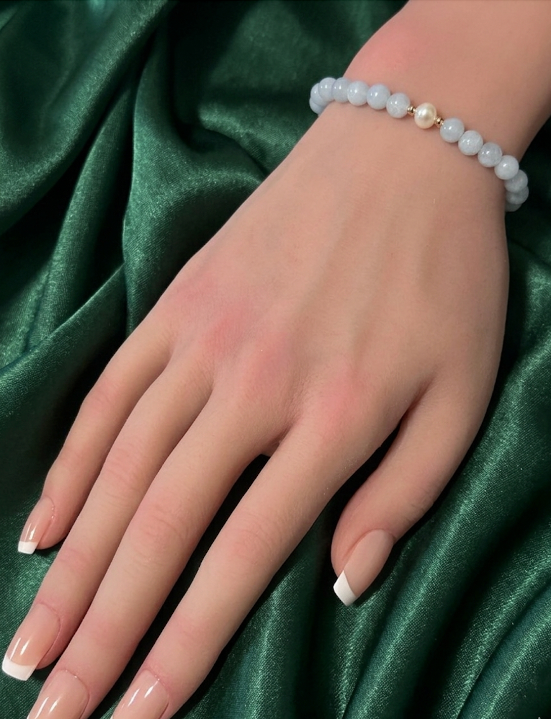 14K Solid Gold Tiny Beads Freshwater Pearl Stretch Gemstone Birthstone Bracelet - Rafant