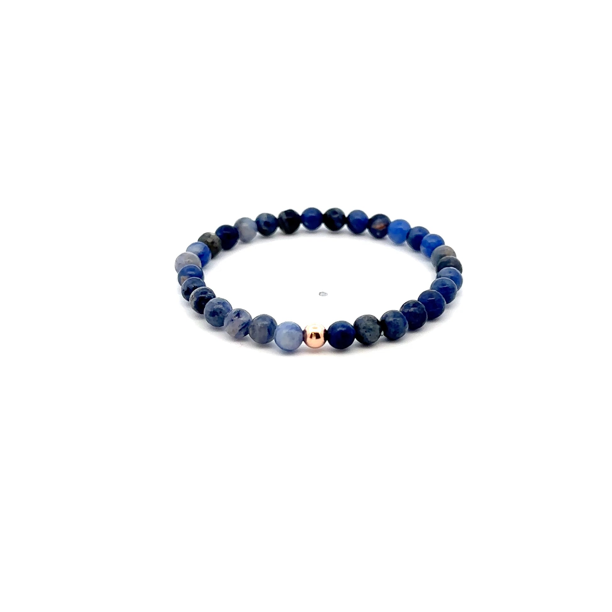 Natural Sodalite Gemstones Mini 4mm 18K Gold Charm Bead - Rafant