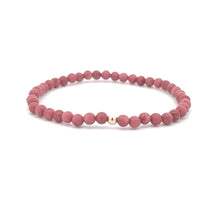 Load image into Gallery viewer, Rhodonite Gemstone Beaded Stretch Bracelet 14K Gold Accent Bead Handmade - Rafant
