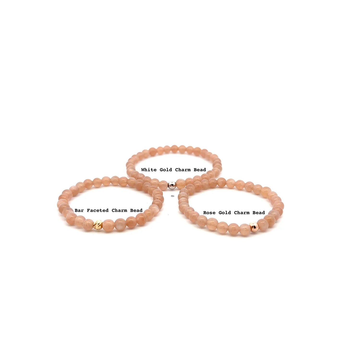 Natural Sunstone Gemstones Mini 4mm 18K Charm Bead - Rafant
