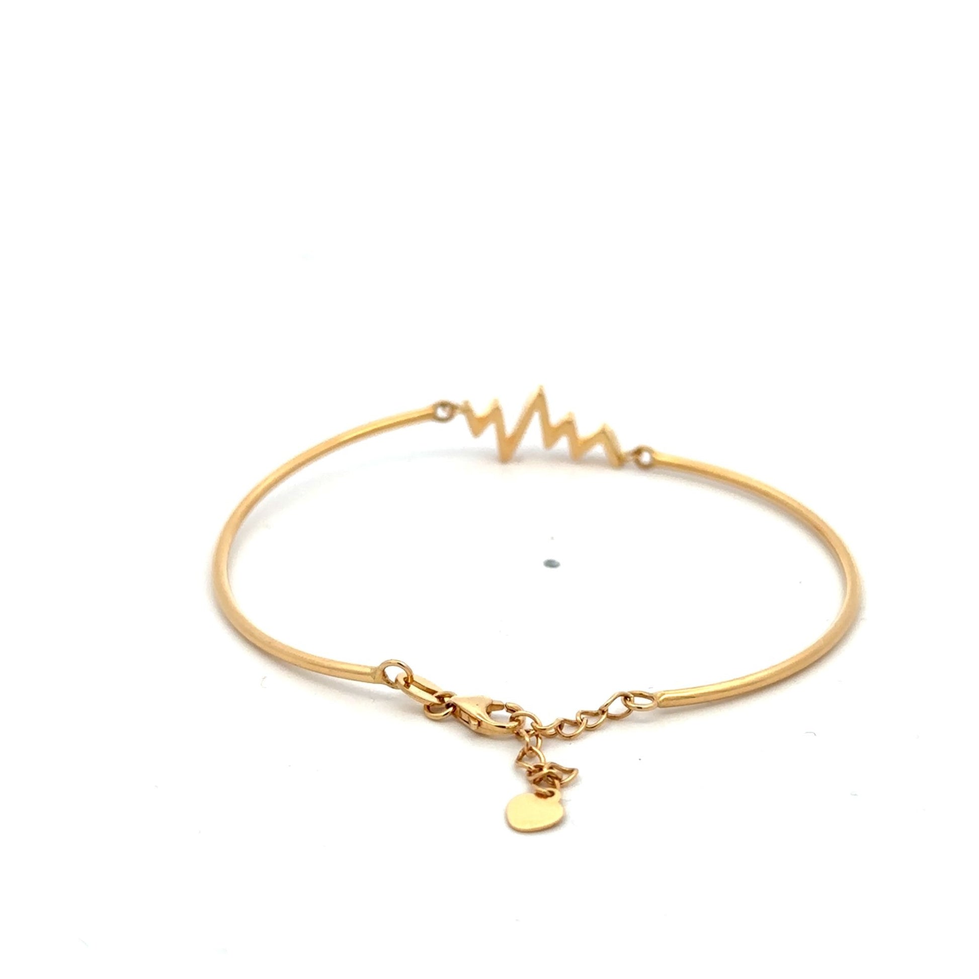 18K Gold Bracelet Bangle Heart Beat Small ExraSmall 3.95 grams - Rafant