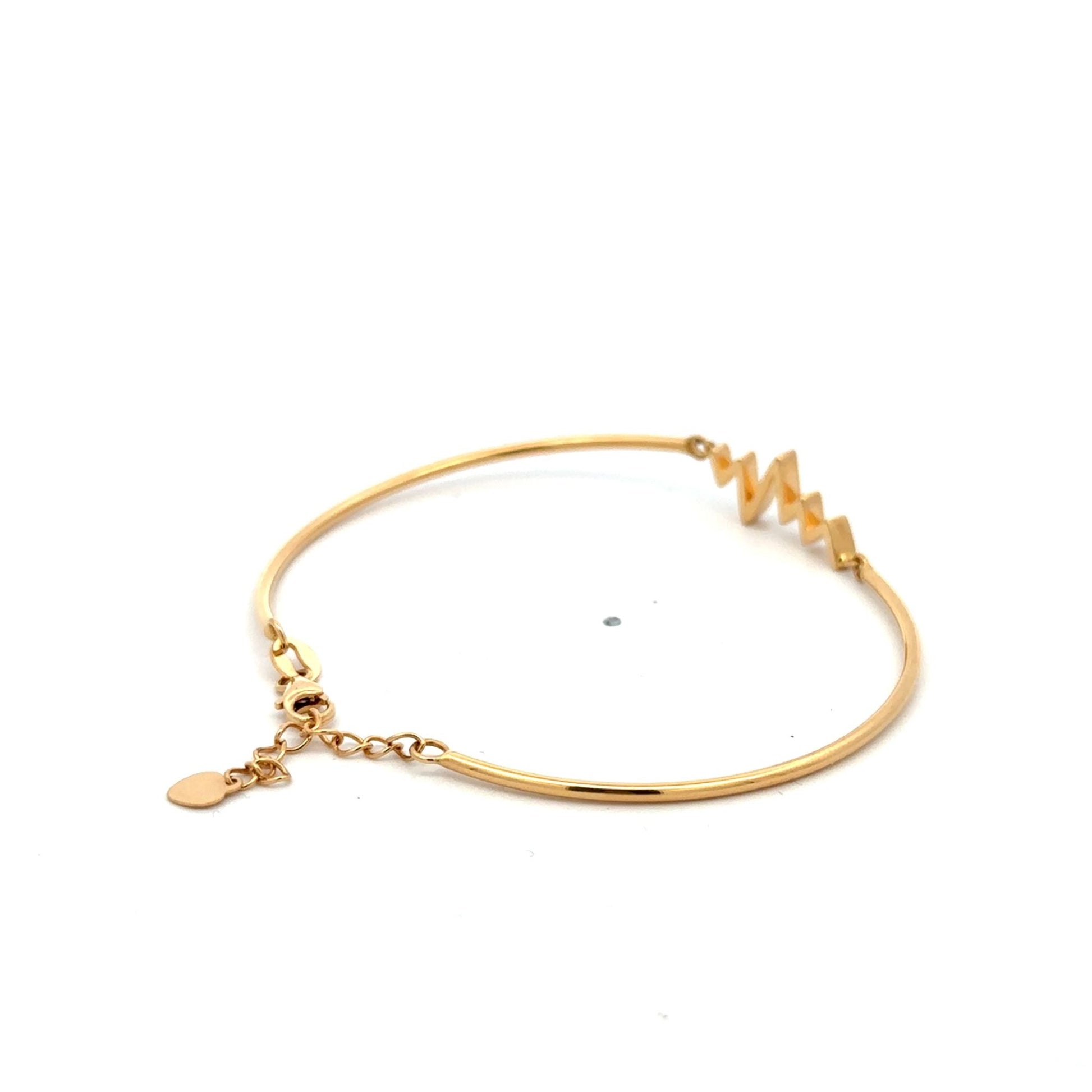 18K Gold Bracelet Bangle Heart Beat Small ExraSmall 3.95 grams - Rafant