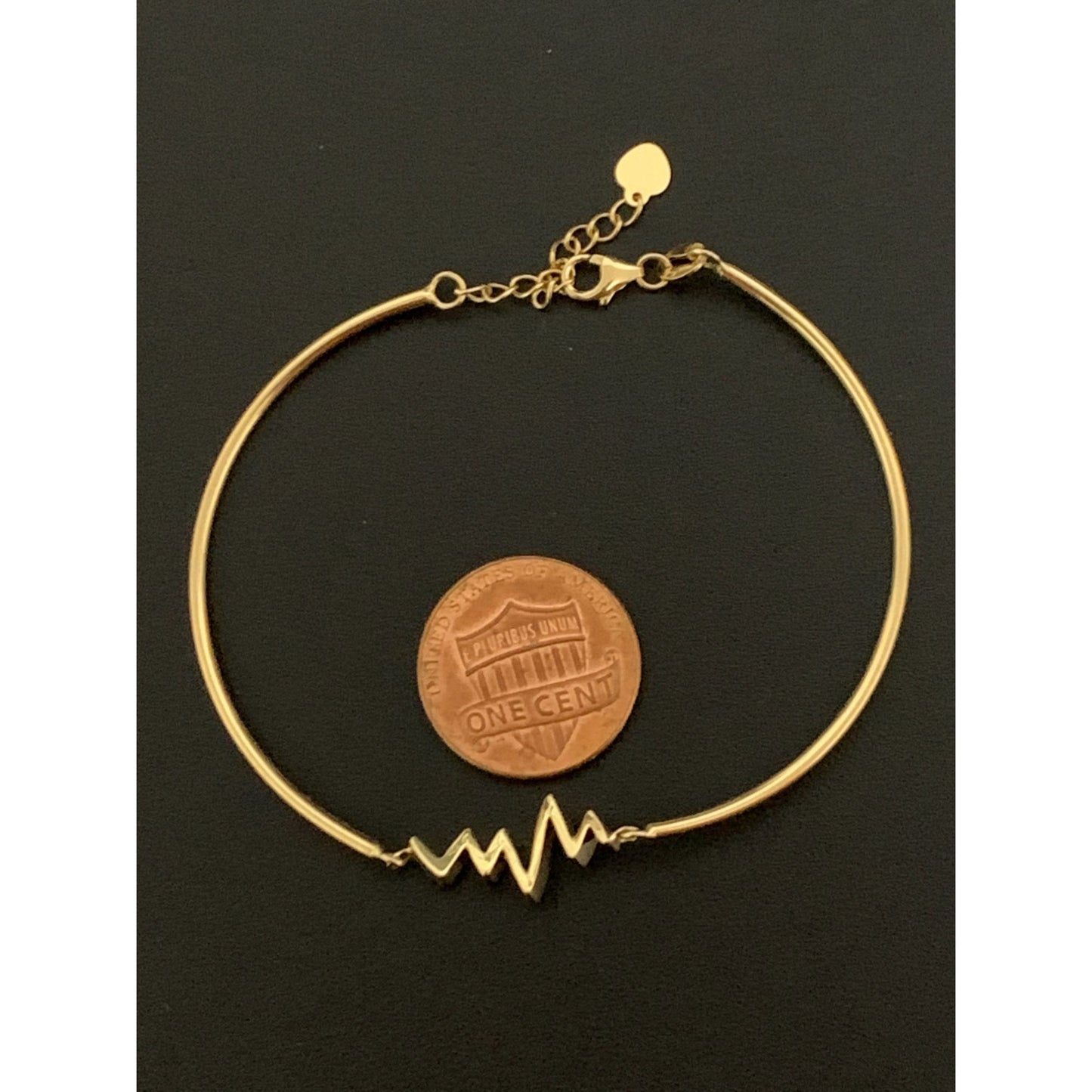 18K Gold Bracelet Bangle Heart Beat Small ExraSmall 3.95 grams - Rafant