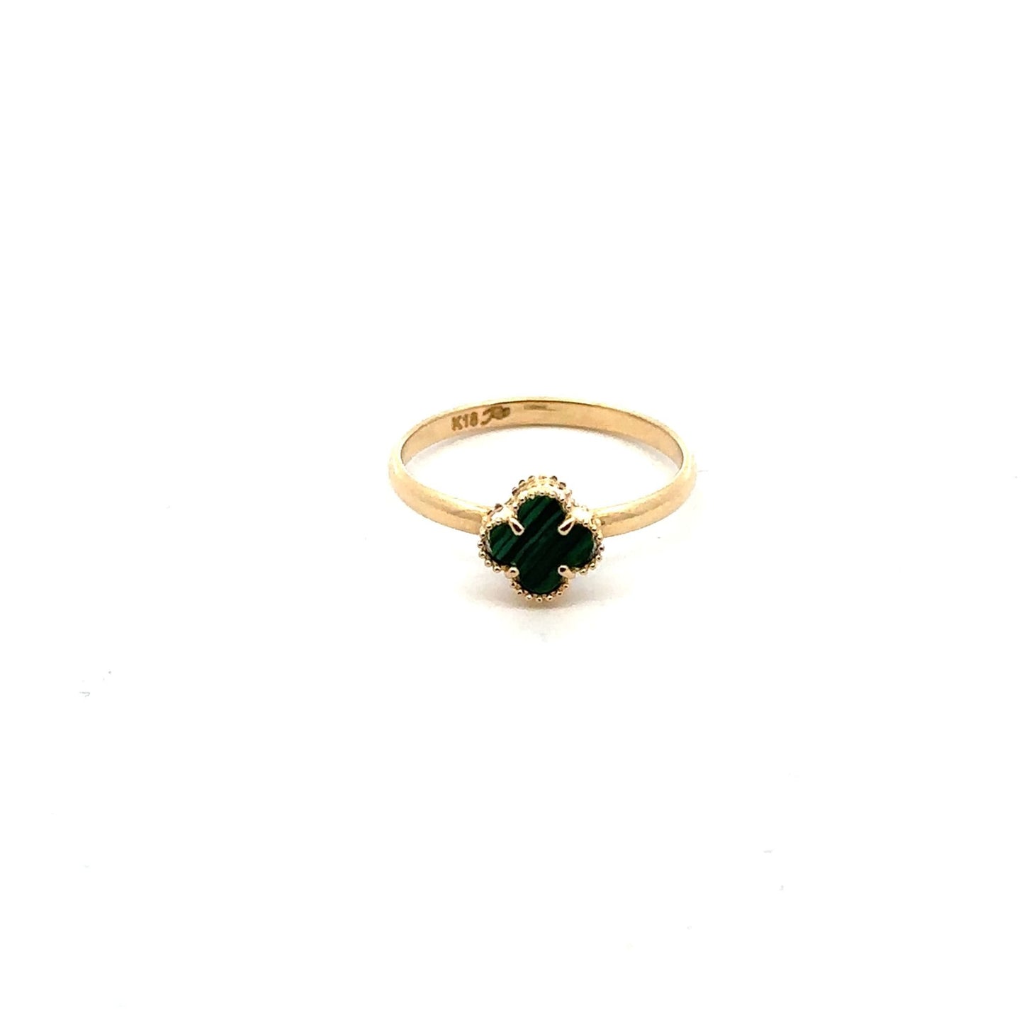 18K Gold Ring Flower Malachite Size 6.5 - Rafant