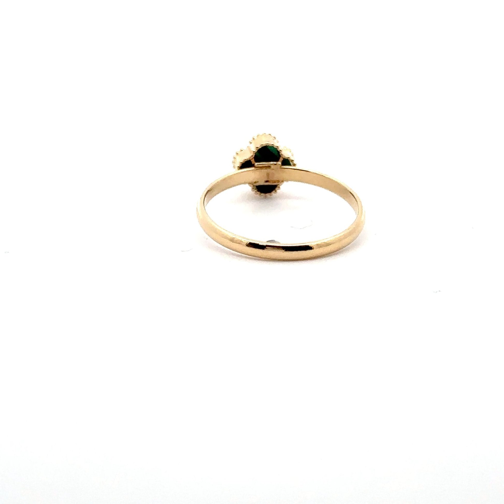 18K Gold Ring Flower Malachite Size 6.5 - Rafant