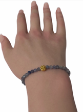 Load image into Gallery viewer, 18K Gold Money Coin Ball Lucky Charm Bracelet Mini Gemstones Natural Lapis Lazuli 4mm
