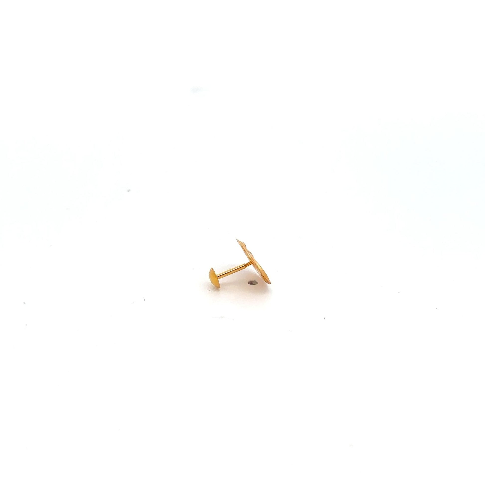 18K Gold Earrings Screw Back Oval Woman One Piece Only - Rafant