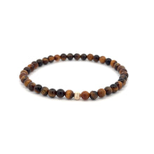 Load image into Gallery viewer, Tiger&#39;s Eye Mini 4mm 6mm Gemstone Stretch Bracelet with 14K Gold Accent Bead -Choose Yellow Polished, Stardust, Corrugated, Rose, White Stardust
