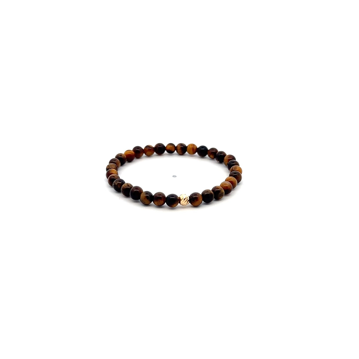 Natural Tiger's Eye Gemstones Mini 4mm 18K Gold Charm Bead - Rafant