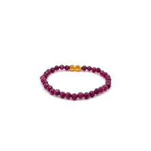 Load image into Gallery viewer, 18K Gold Dragon Pixiu Piyao Bracelet Gemstones Ruby July Birthstones Micro Faceted 4.5 - 5mm
