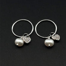 Load image into Gallery viewer, 925 Sterling Silver Hoops Earrings Freshwater Heart Interchangeable Modular
