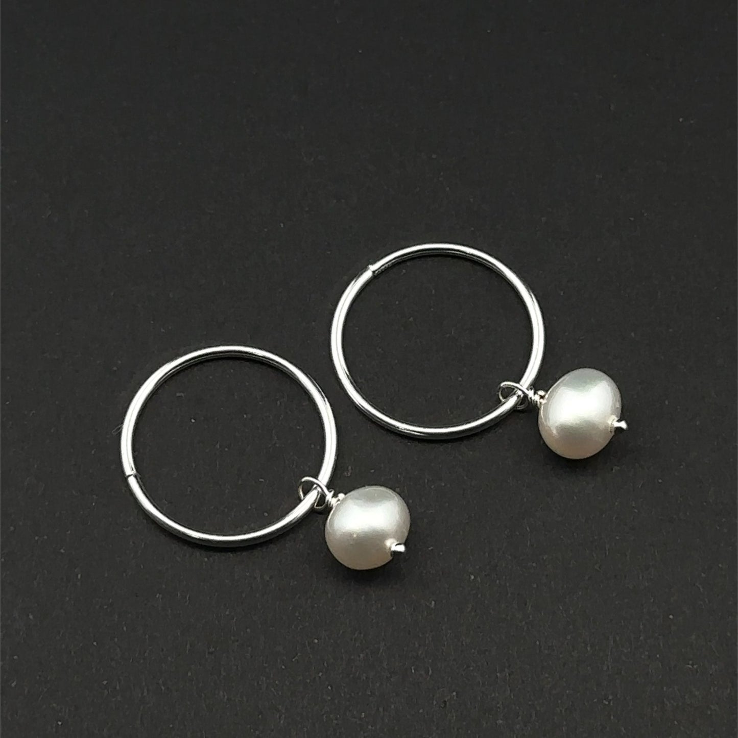 925 Sterling Silver Hoops Earrings Freshwater Heart Interchangeable Modular - Rafant