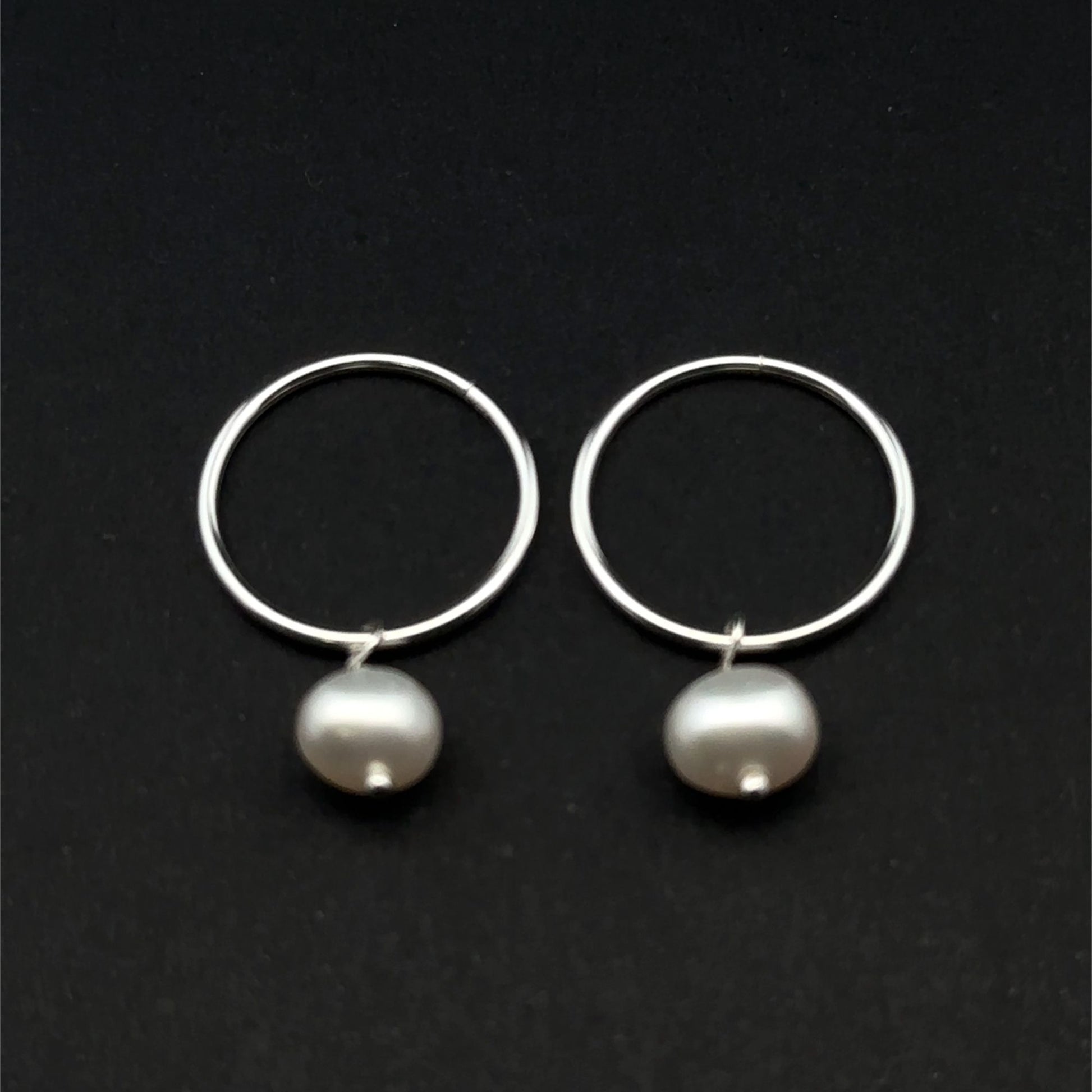 925 Sterling Silver Hoops Earrings Freshwater Heart Interchangeable Modular - Rafant