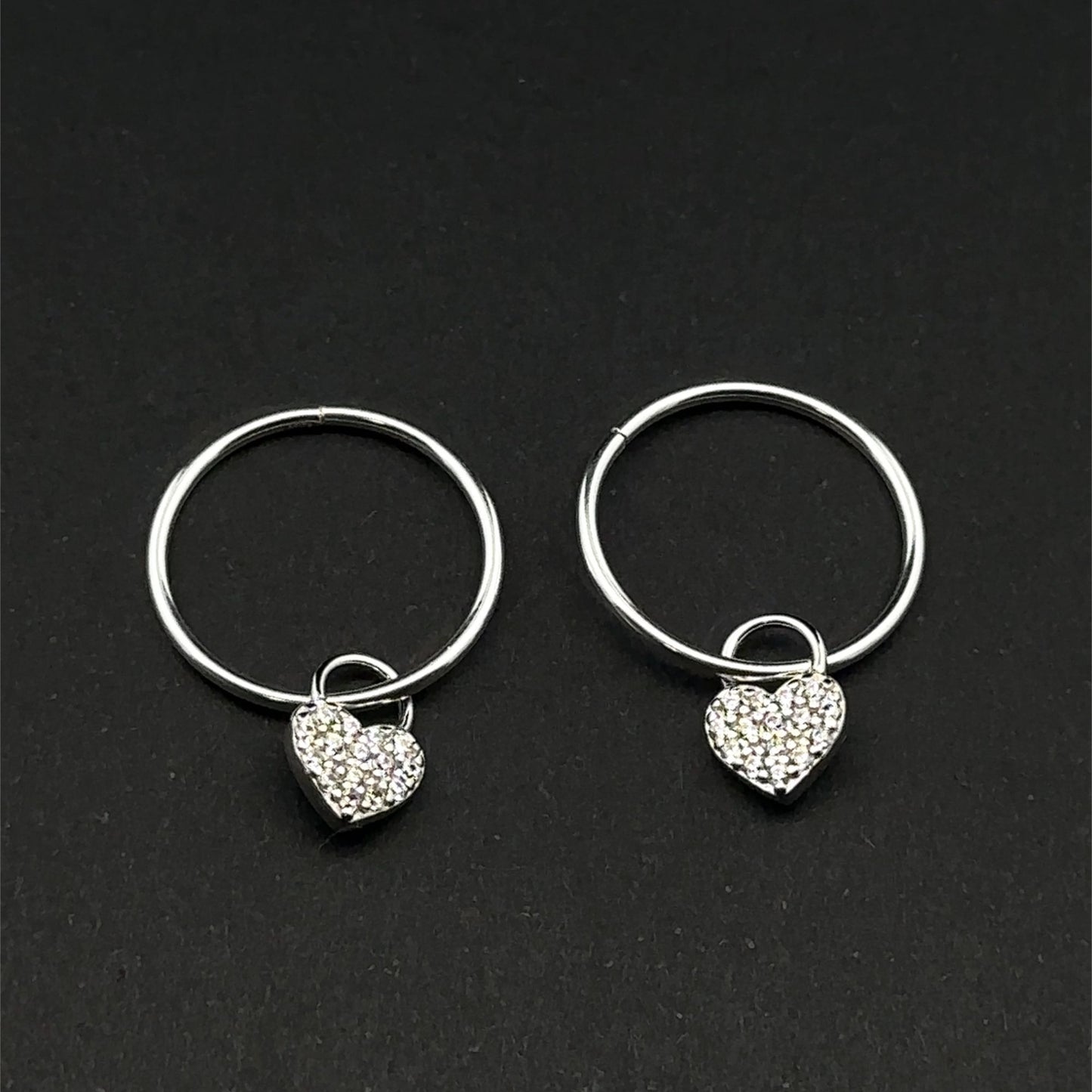 925 Sterling Silver Hoops Earrings Freshwater Heart Interchangeable Modular - Rafant