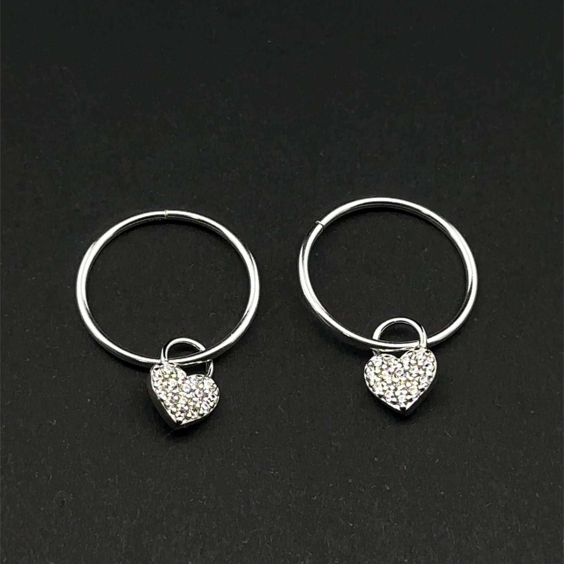 925 Sterling Silver Hoops Earrings Freshwater Heart Interchangeable Modular - Rafant