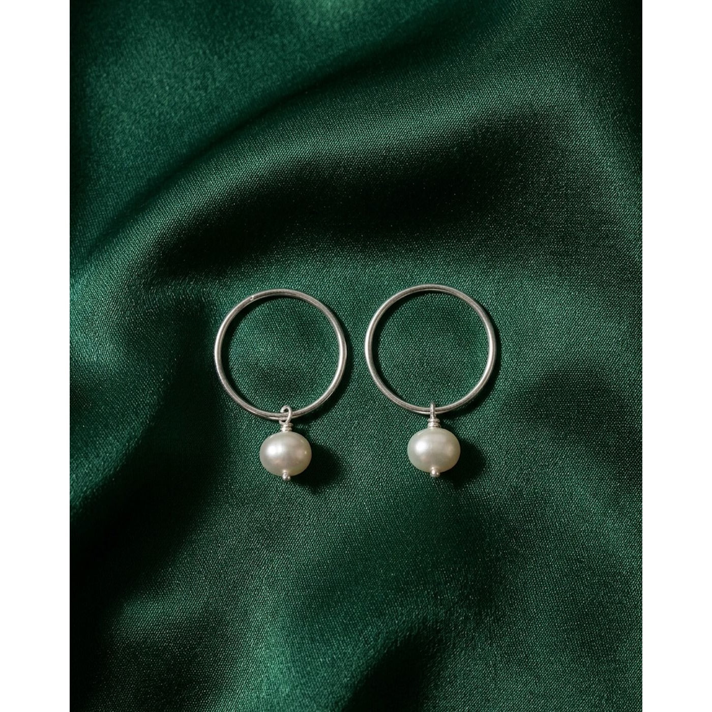 925 Sterling Silver Hoops Earrings Freshwater Heart Interchangeable Modular - Rafant