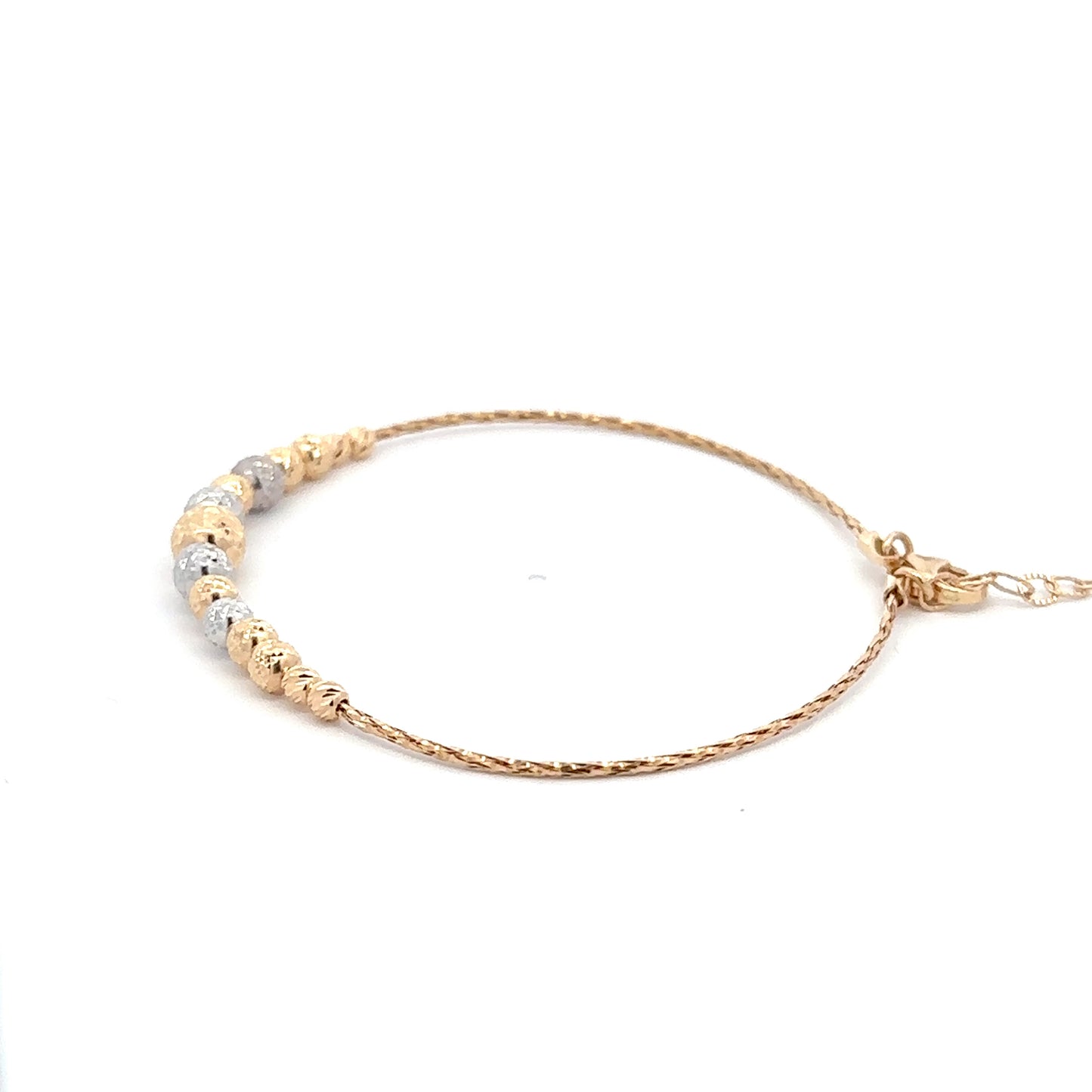 18K Gold Bracelet Saudi Gold Beaded 2 Tone Yellow White - Rafant